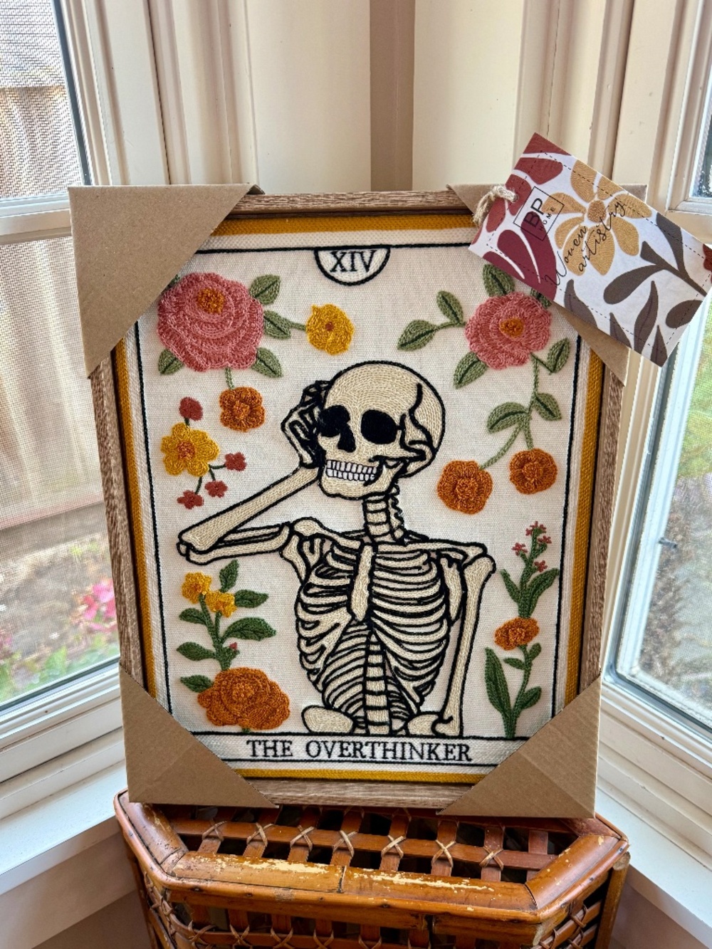 BP HOME Textile Embroidery Woven Wall Art "THE OVERTHINKER" Tarot Card, 12x15